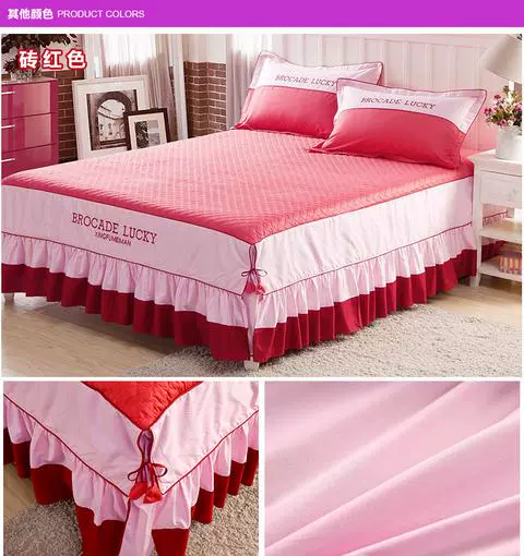 Khăn trải giường bằng vải bông phủ giường cotton ba mảnh bốn mảnh trải giường 1,5 / 1,8 / 2 m trải giường dày - Váy Petti