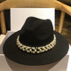 French British retro jazz hat elegant temperament woolen top hat female shopping all-match cashmere felt hat black tide