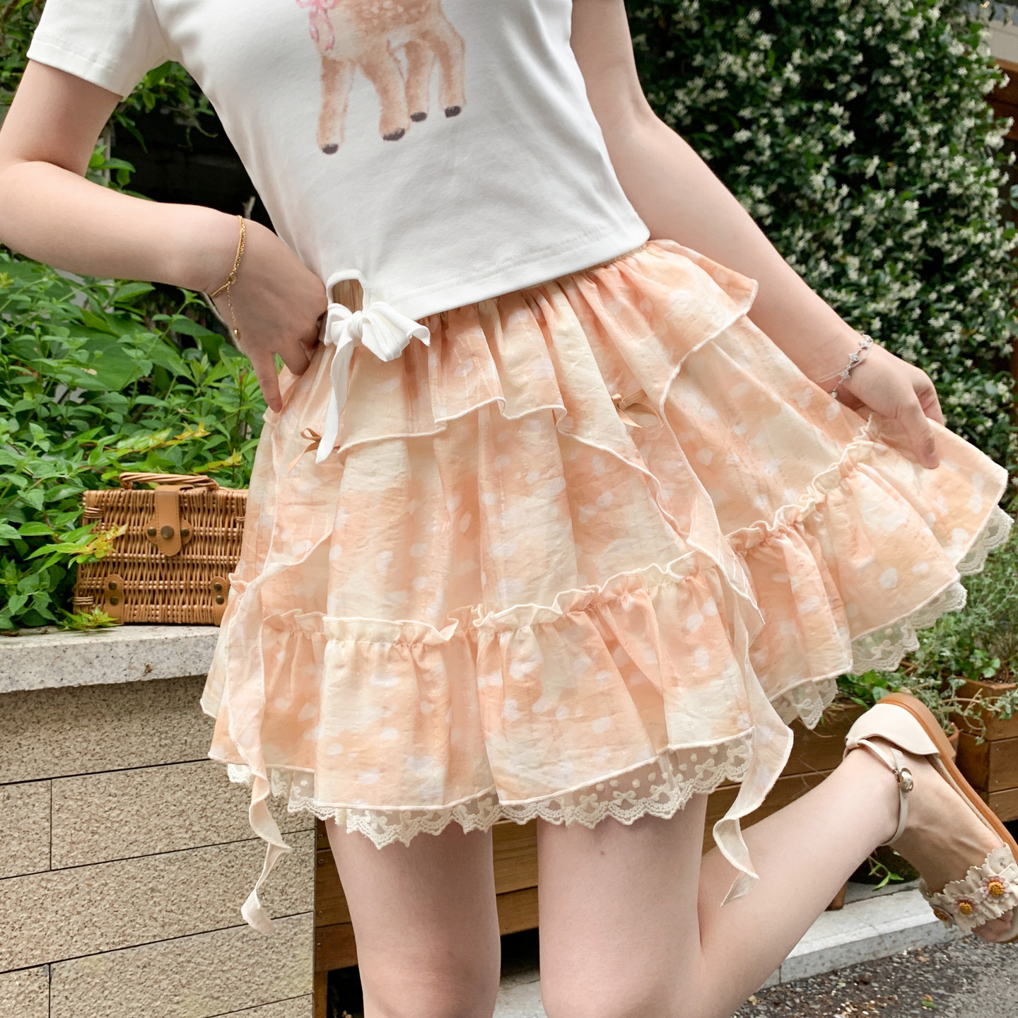 Forest Womens Tribe Sweet Lace Splicing High Waist Half Skirt for Women 2026 New Gradient Cake Puff Short Skirt Summer