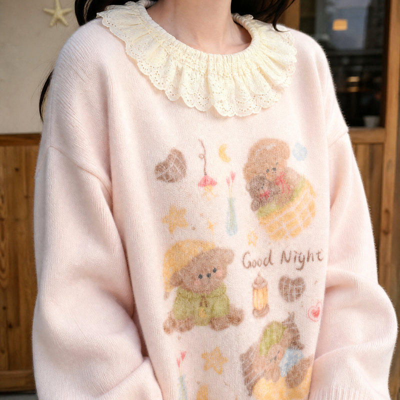 Forest Girl Tribe Sweet Pink Sweater for Women 2026 Autumn New Dopamine Girl Style Loose Knit Top Winter Forest Girl Tribe Sweet Pink Sweater for Women 2026 Autumn New Dopamine Girl Style Loose Knit Top Winter