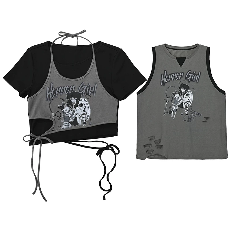 森女部落 Genuine design T-shirt, comics sleevless, trend of season