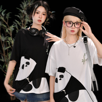 National tide panda national wind sex-free T-shirt loose girl clothes short sleeve coat student original female tribe