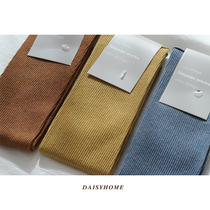 Small objects-Japan Hansen series crimped vertical strip rib color spinning Morandi color medium long tube womens socks pile socks