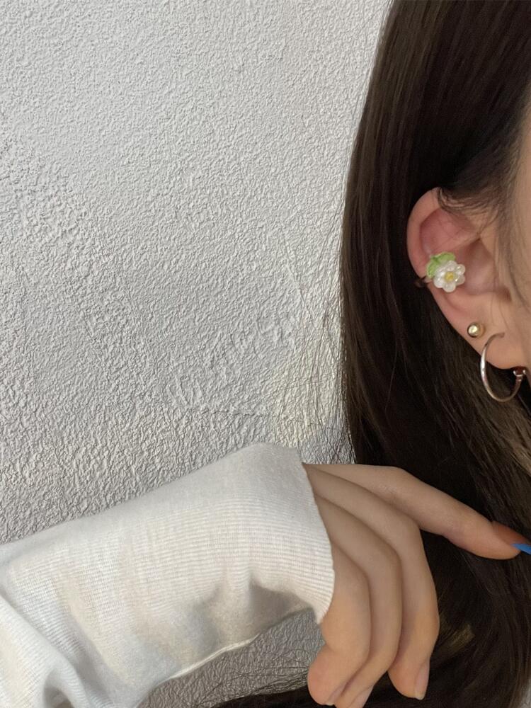 素圈耳环S925银针银色耳扣耳圈耳扣OL气质冷淡风耳饰无耳洞耳夹详情18