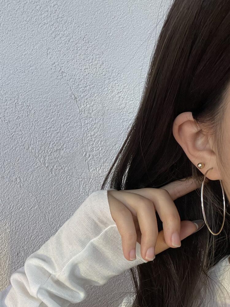 素圈耳环S925银针银色耳扣耳圈耳扣OL气质冷淡风耳饰无耳洞耳夹详情19
