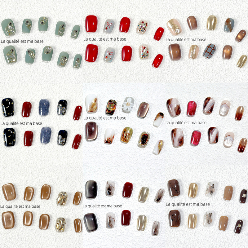 Short Square Short Ladder Short Ballet Collection Two ins Japanese Style Brightening High-End Niche Handmade Wearable Nails Short Nails