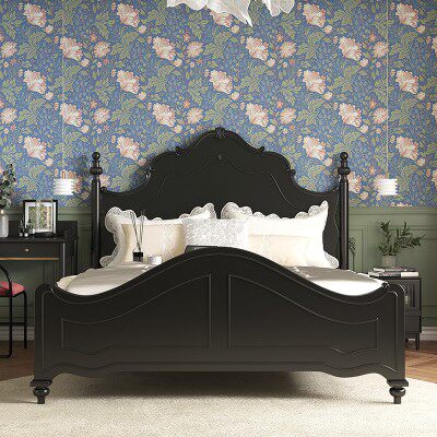 Winnie French Retro All Solid Wood Bed Superior Black Double Bed 1 8m Oak King Bed Master Bedroom American Wedding Bed