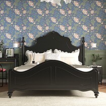 Vinylaw style retro full solid wood bed Advanced black double bed 1 8 m oak large bed main sleeper American wedding bed