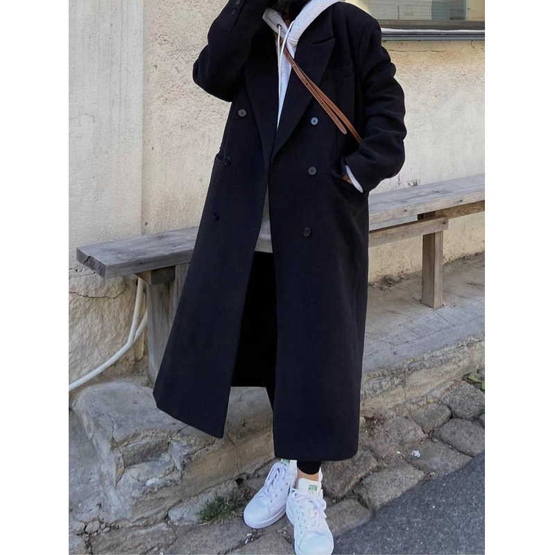 Black mid-long version of fur coats women 2021 autumn winter little sub Korean teas new son great coat herbenwind