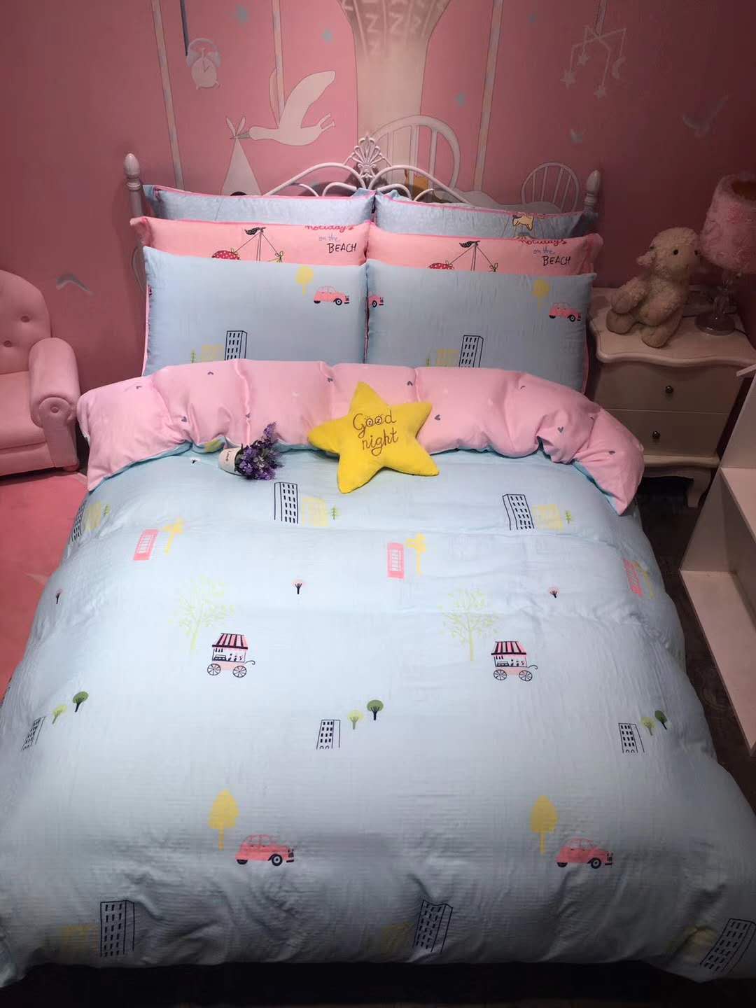 Chim, xe hơi, trẻ em giường, giường, ba mảnh, thoáng khí, mồ hôi hấp thụ, trong hai lớp sợi kit ~