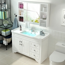 Bathroom oak bathroom cabinet combination Modern simple floor-to-ceiling bathroom sink sink sink basin cabinet