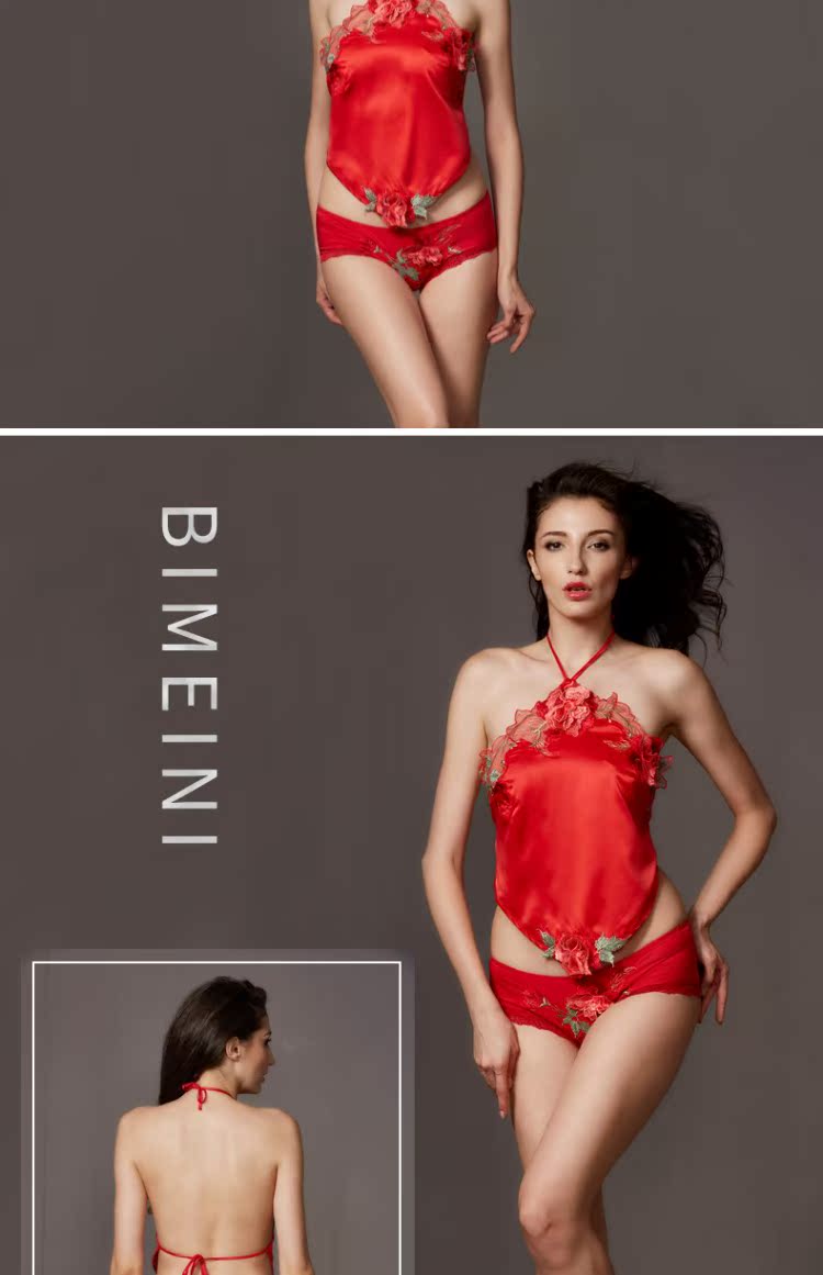 Đồ lót gợi cảm phù hợp với người lớn gợi cảm quyến rũ cổ điển tạp dề dây đeo đồ ngủ mùa hè nữ mô phỏng lụa thêu ren áo yếm đẹp