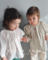 Livia Joy spring and summer thin cotton shirt 8 9 points lamp sleeves comfortable and breathable all-match girls