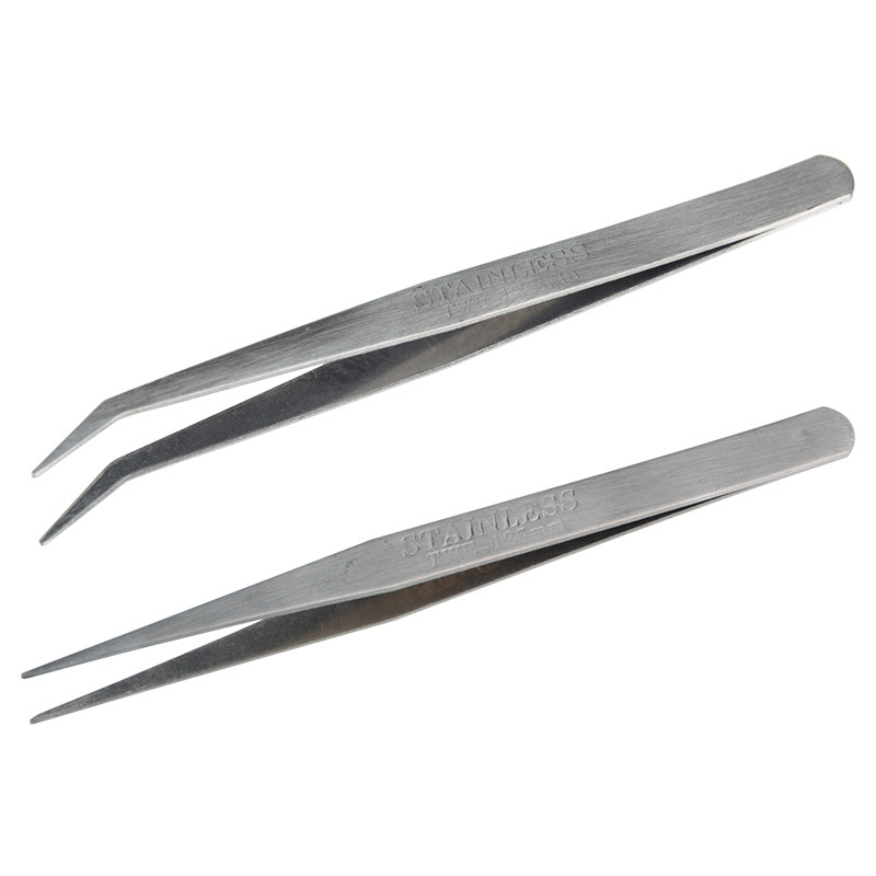 Stainless steel elbow straight head household small tweezers 1mm electronic repair sewing machine with clipping head tool Anxin