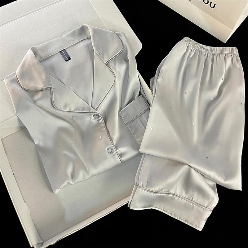 Silver-Gray Star Ice Silk Cool Pajamas for Women 2026 New Style Simple and High-End Silk Home Wear Three-Piece Set Silver-Gray Star Ice Silk Cool Pajamas for Women 2026 New Style Simple and High-End Silk Home Wear Three-Piece Set
