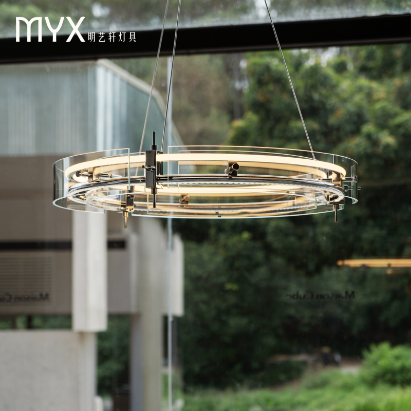Mingyixuan Floating Island Lamp Italian Minimalist Chandelier Modern Simple Light Luxury High-End Design Glass Round Living Room Lamp