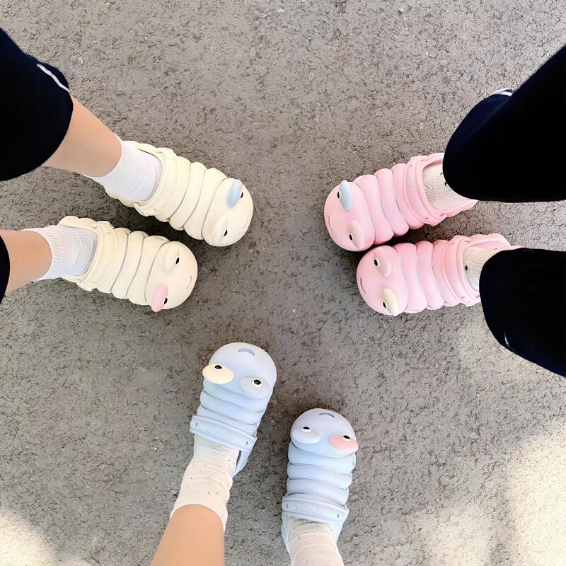 Dopamine Caterpillar Slippers 2026 New Model Hilarious Bug Clogs Soft Sole Non-Slip Thick Sole Hole Shoes Slippers