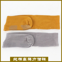 High-grade monk socks without leggings Winter warm pure cotton knitted monk socks Khaki gray large socks long tube