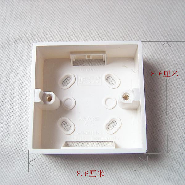 English plastic fit bottom box Single case 86 Type slot case flame retardant fireproof PVC switch socket bottom case 86X86X34
