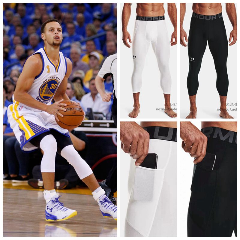 Under Armour Compression Leggings 7/8 Length Men's Curry Basketball Base Layer Compression Sports Leggings 1361588
