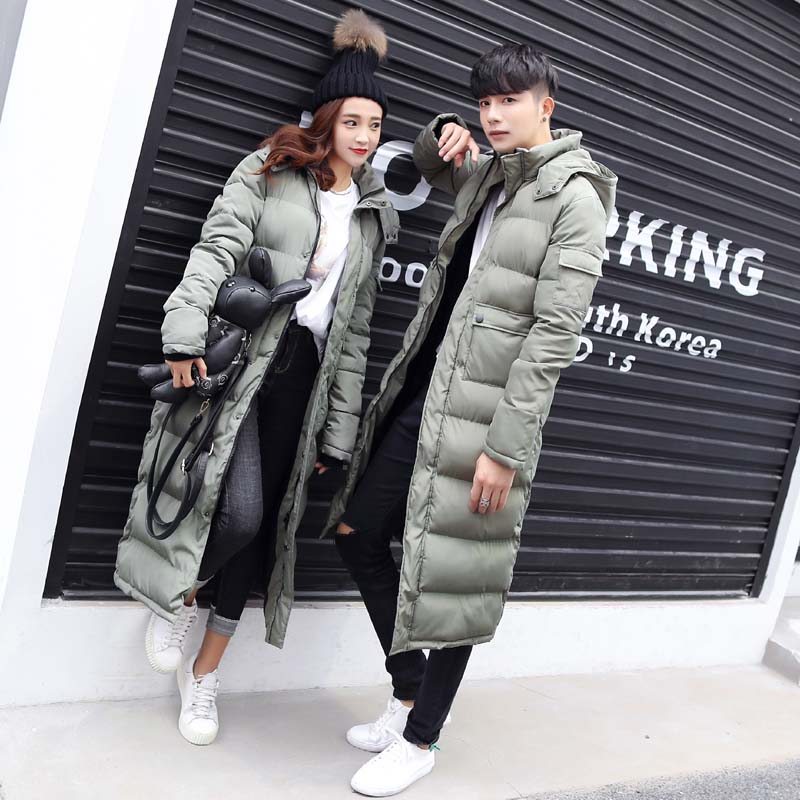 Mùa đông người đàn ông mới của dài dày lên trên đầu gối siêu dài coat siêu dài XL trùm đầu ngoài trời áo bông