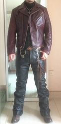 ໂສ້ງລົດຈັກ Horsehide ໜັງ TALON zipper (Harley, BUCO, LANGLITZ, VANSON)