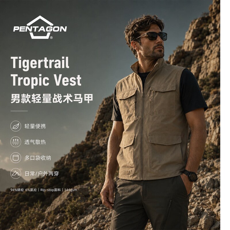Pentagon Tigertrail Tropical Vest, Comfortable and Breathable Tactical Vest