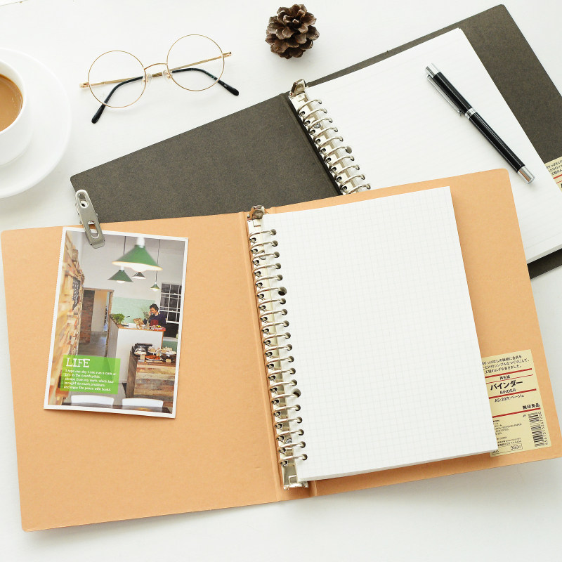 Japan's Muji stationery MUJI recycled paper binder shell A5 B5 A4 creative loose-leaf notebook