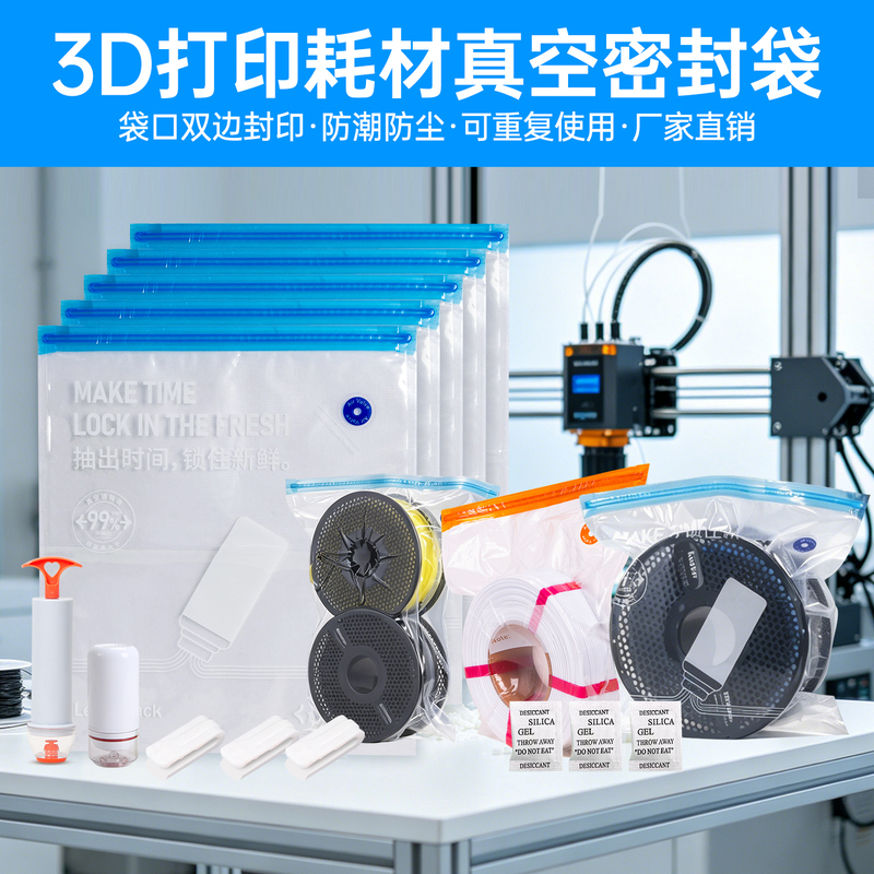 3D Printing Filament Vacuum Sealed Bag Compression Bag Printer Accessories Moisture-Proof Dust-Proof Air Extraction Storage Bag with Air Pump