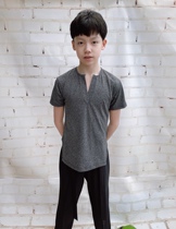 Boy Latin Dance Summer short sleeve Latin training suit Breathable Thin stretch trousers Pants Practice Martial Suit New