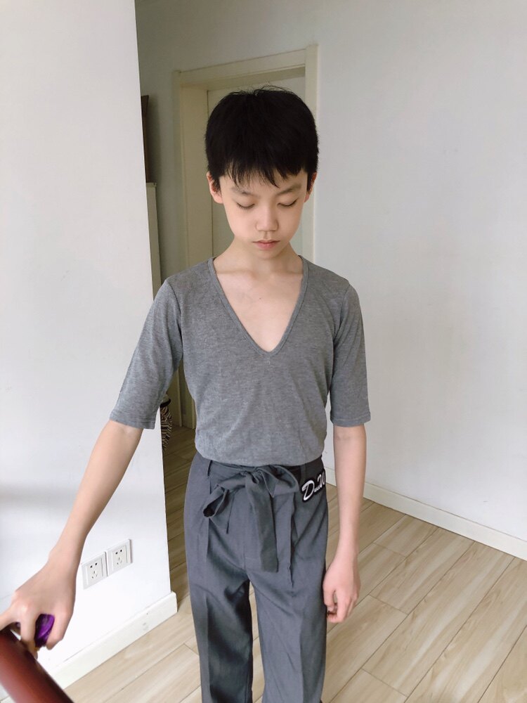 Danse dance Latin dance blouses Summer short sleeve Dance suit boy Latin practice Gongfu