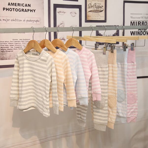 Mùa thu đông 2018 eo cao và eo chăm sóc bụng sọc nhiệt đồ lót trẻ em mùa thu quần áo bé gái màu cotton phục vụ nhà bộ dài tay bé gái