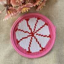 Pure hand embroidery cross stitch tea coaster