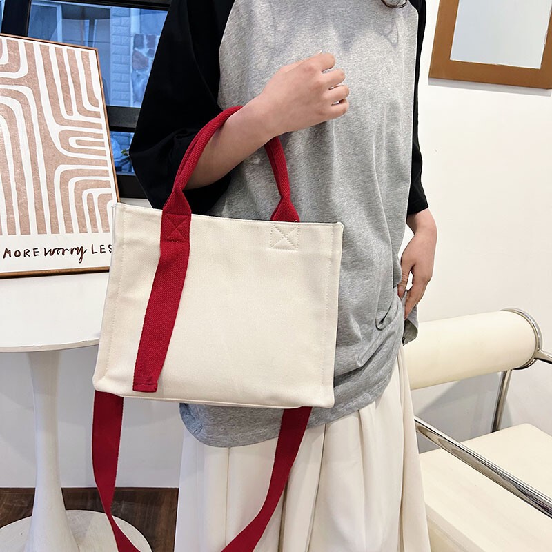 Fashion Canvas Bag Pure Color Blank Shoulder Crossbody Hand-Painted Bag DIY Briefcase Large Capacity Commuter Handbag for Women Fashion Canvas Bag Pure Color Blank Shoulder Crossbody Hand-Painted Bag DIY Briefcase Large Capacity Commuter Handbag for Women