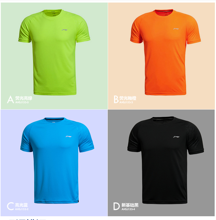 Li Ning thể thao ngắn tay thiết lập áo thun nam 2019 mùa hè mới chính hãng quần short thoáng khí khô chính hãng có khóa kéo - Áo phông thể thao áo thun adidas nam cổ tròn