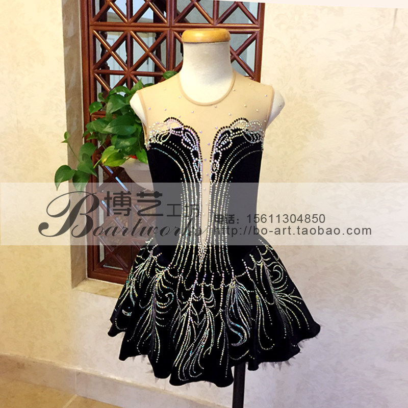 Boyi professional tailor-made figure skating clothing children adult competition performance figure skating skirt A1111
