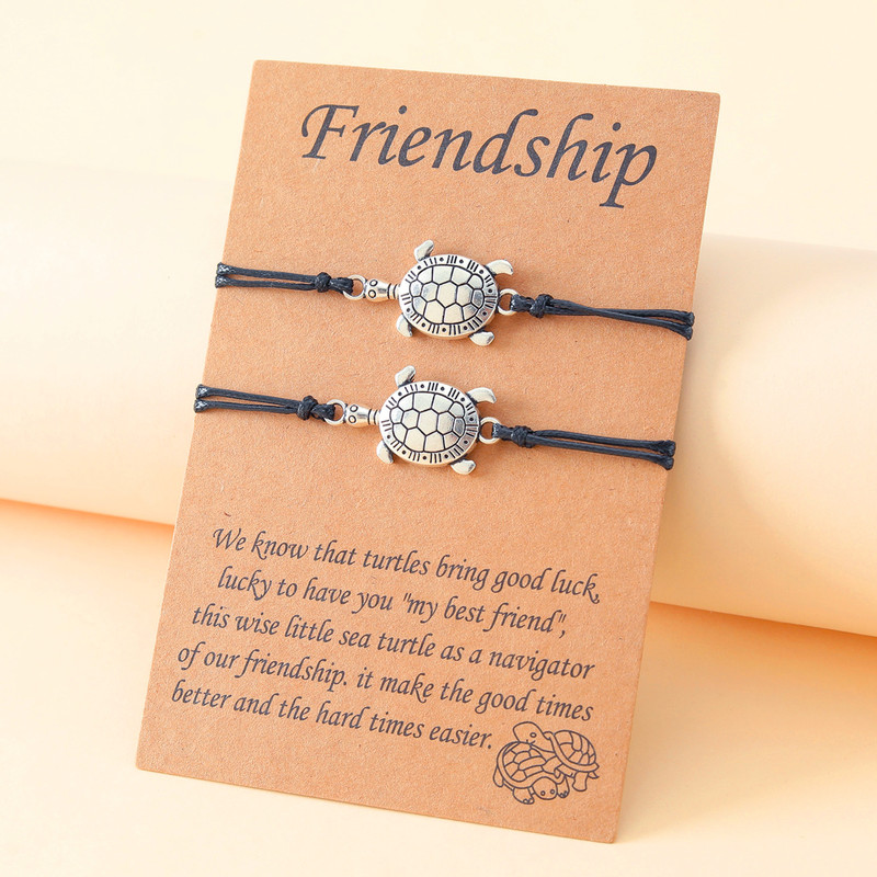 European and American Style Personalized Turtle Friendship Card Handmade Woven Bracelet for Boys and Girls
