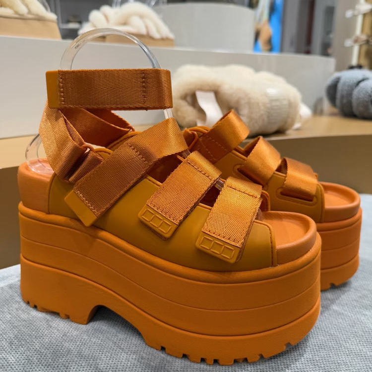 Celebrity-Style Thick-Soled Sandals for Women, Summer 2026 New Model, Velcro High-Heeled Open-Toe Casual Sandals, Height-Increasing