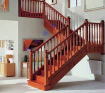 Special price log staircase solid wood guardrail solid wood stair handrail duplex villa staircase European antique staircase