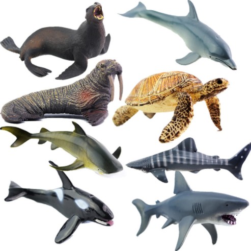 Marine animal toy simulation animal biological model big shark toy dolphin turtle walrus delivery storage box