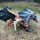 Simulated Mythical Mythical Beast Chimera Three-Headed Dragon Flying Beast Children's Dinosaur Toy Animal Model Ornament Figurine Collection