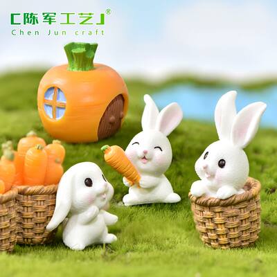 Japanese-style simulation cute pet rabbit cartoon animal figurine model, pastoral mini miniature toy