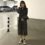 Phiên bản Hàn Quốc của phần dài cổ chữ V lỏng lẻo gió dài tay voan hoa đáy váy retro tình yêu váy đầm đầu tiên đầm đẹp