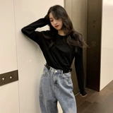 Tide, лонгслив, приятная телу осенняя дизайнерская футболка, в корейском стиле, оверсайз, в западном стиле, популярно в интернете