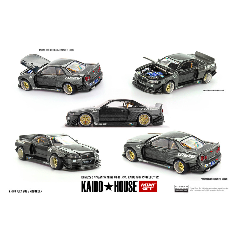In-Stock Mini Gt Kaido House 1:64 Nissan Gt-R R34 Greddy Openable Car Model In-Stock Mini Gt Kaido House 1:64 Nissan Gt-R R34 Greddy Openable Car Model