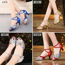 New Latin dance shoes female adult soft-soled dance shoes professional mid-high heel summer Friendship Square Dancing Shoes sandals
