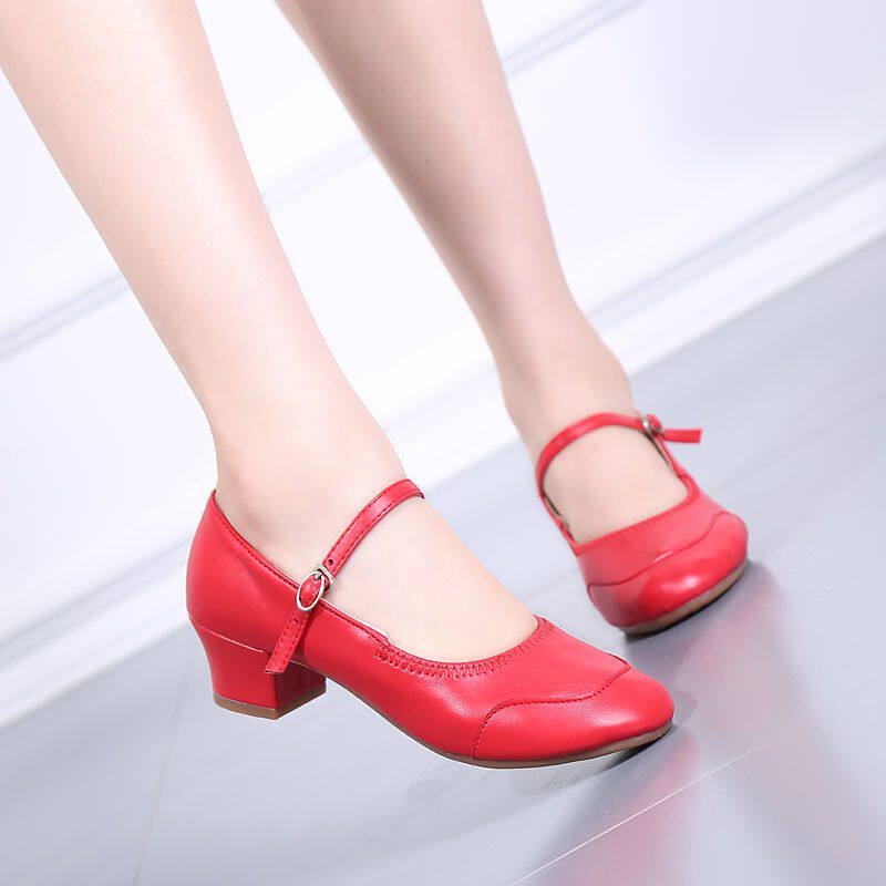 Summer new red soft bottom leather mother dance shoes women's dancing shoes square dance shoes square dance shoes