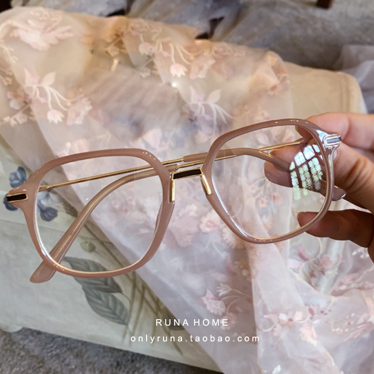 RUNAHOME retro - Old Cemetery in star men and women with bare pink temperament anti - blue myopin frame