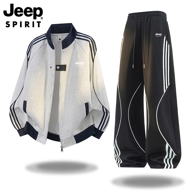 Jeep Sports Casual Wear Set for Men, Cardigan Sweatshirt and Sweatpants Two-Piece Set, Stylish Jacket with a Cool Outfit Jeep Sports Casual Wear Set for Men, Cardigan Sweatshirt and Sweatpants Two-Piece Set, Stylish Jacket with a Cool Outfit