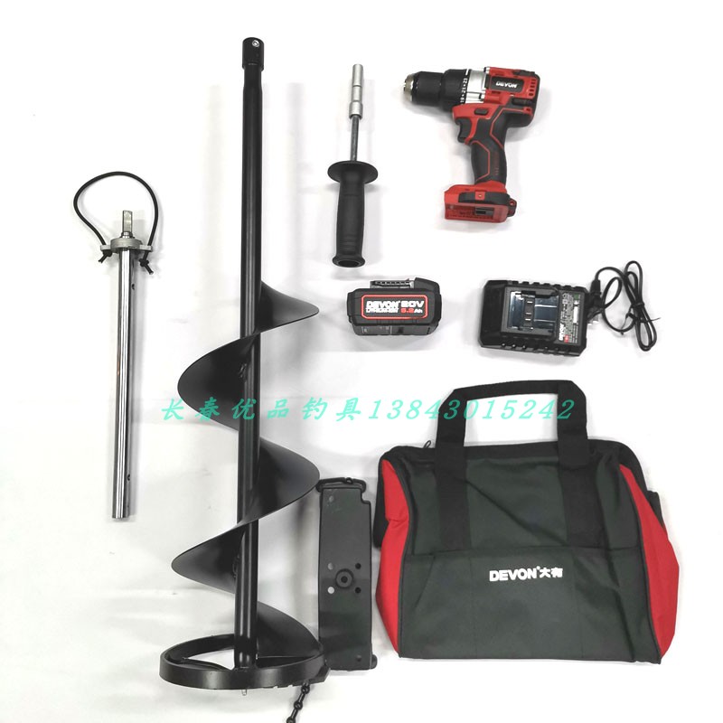 The new product has a large electric ice drill, lightweight drill, flat knife with retainer, positioning nails, not ice, winter fishing, ice fishing 20cm
